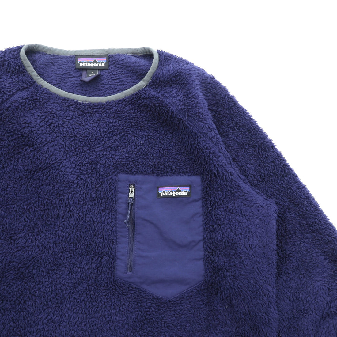 Patagonia Los Gatos Crew Boa Fleece Jacket, Medium, Navy, Pullover Chest Pocket, 25895