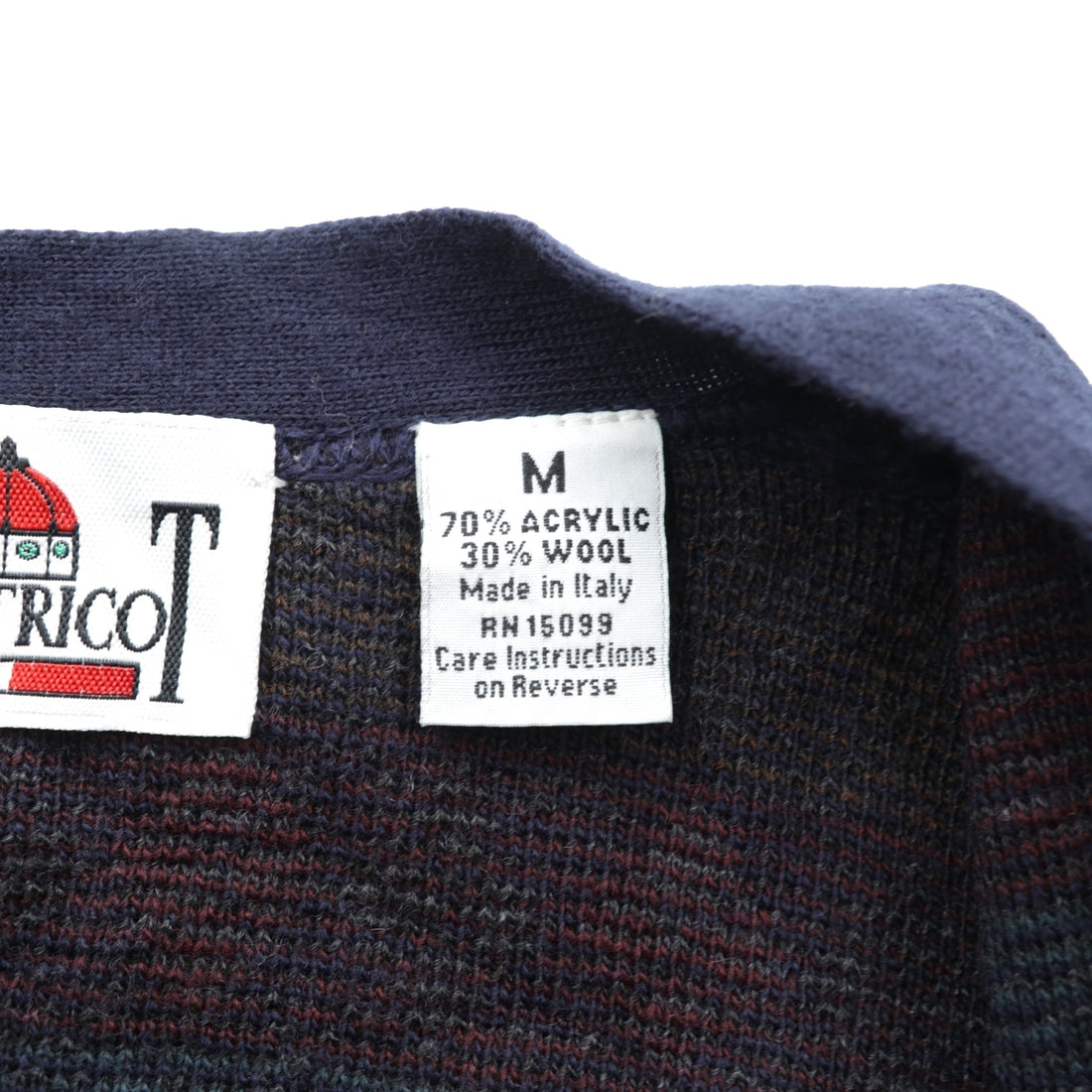 90s ITALY Vintage Knitwear アーガイル柄 ニット カーディガン M ネイビー FLORENCE TRICOT 90年代 イタリア製