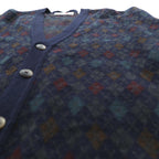 90s ITALY Vintage Knitwear アーガイル柄 ニット カーディガン M ネイビー FLORENCE TRICOT 90年代 イタリア製