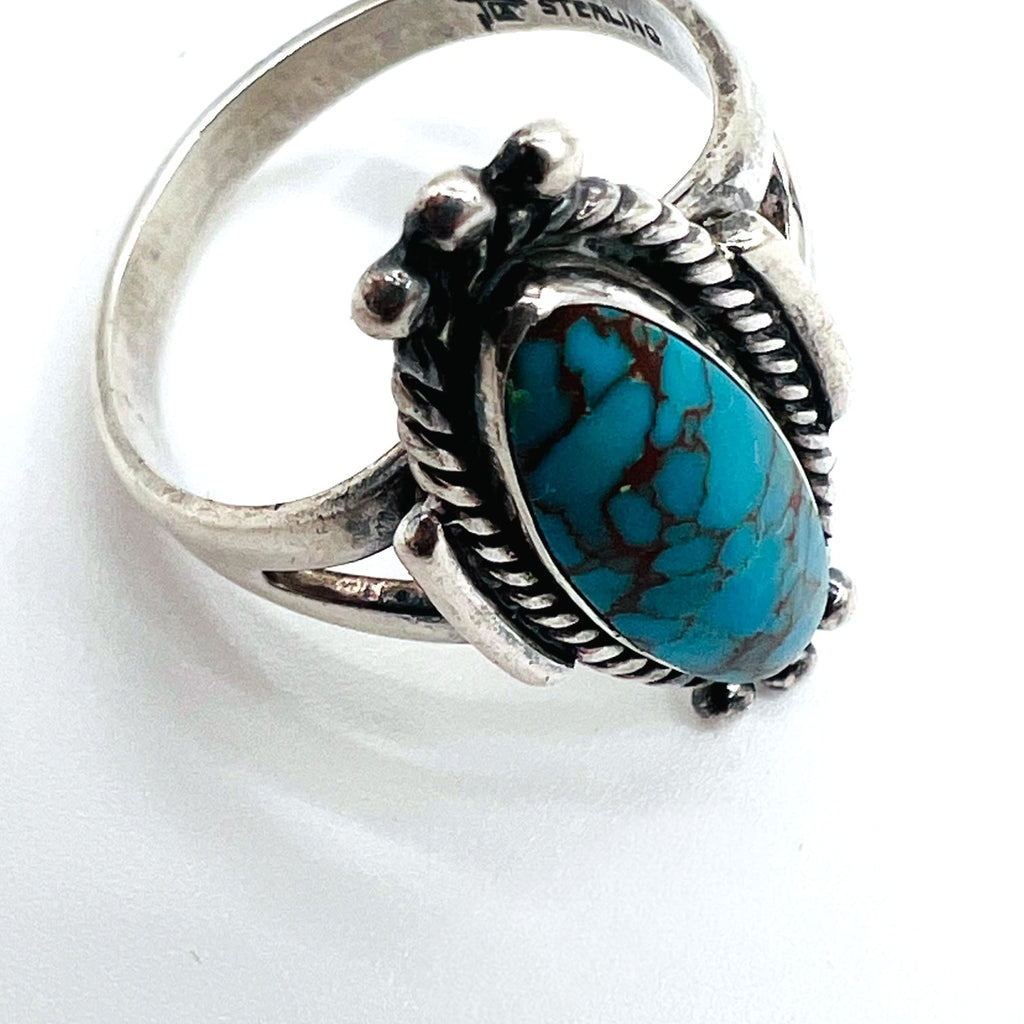 Vintage Navajo Indian Jewelry Ring ナバホ族 ターコイズ リング 指輪 16号 シルバー STERLING ホールマーク 刻印
