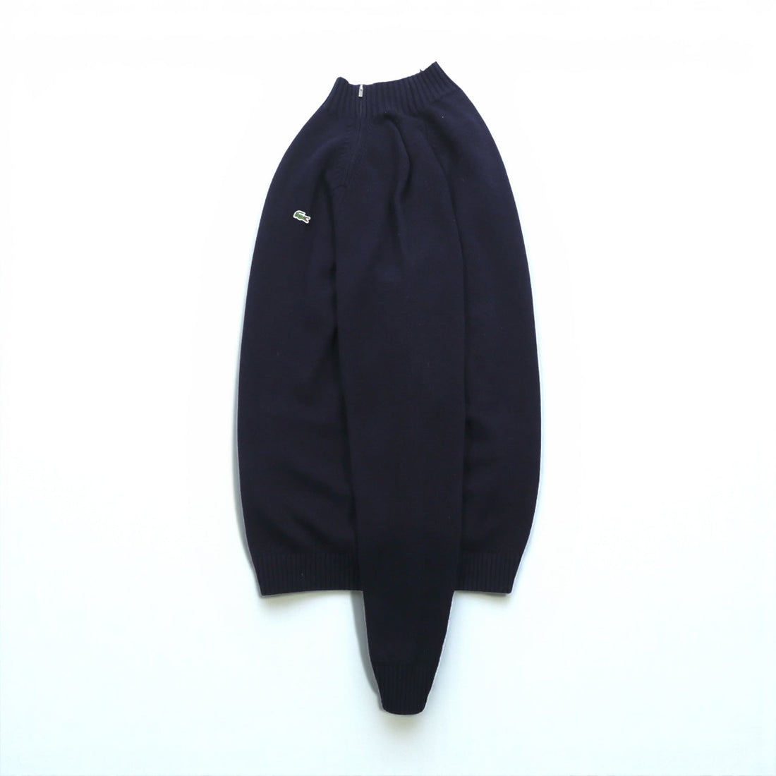 LACOSTE ショルダージップ ハイネック ニット セーター XL ネイビー フランスデザイン