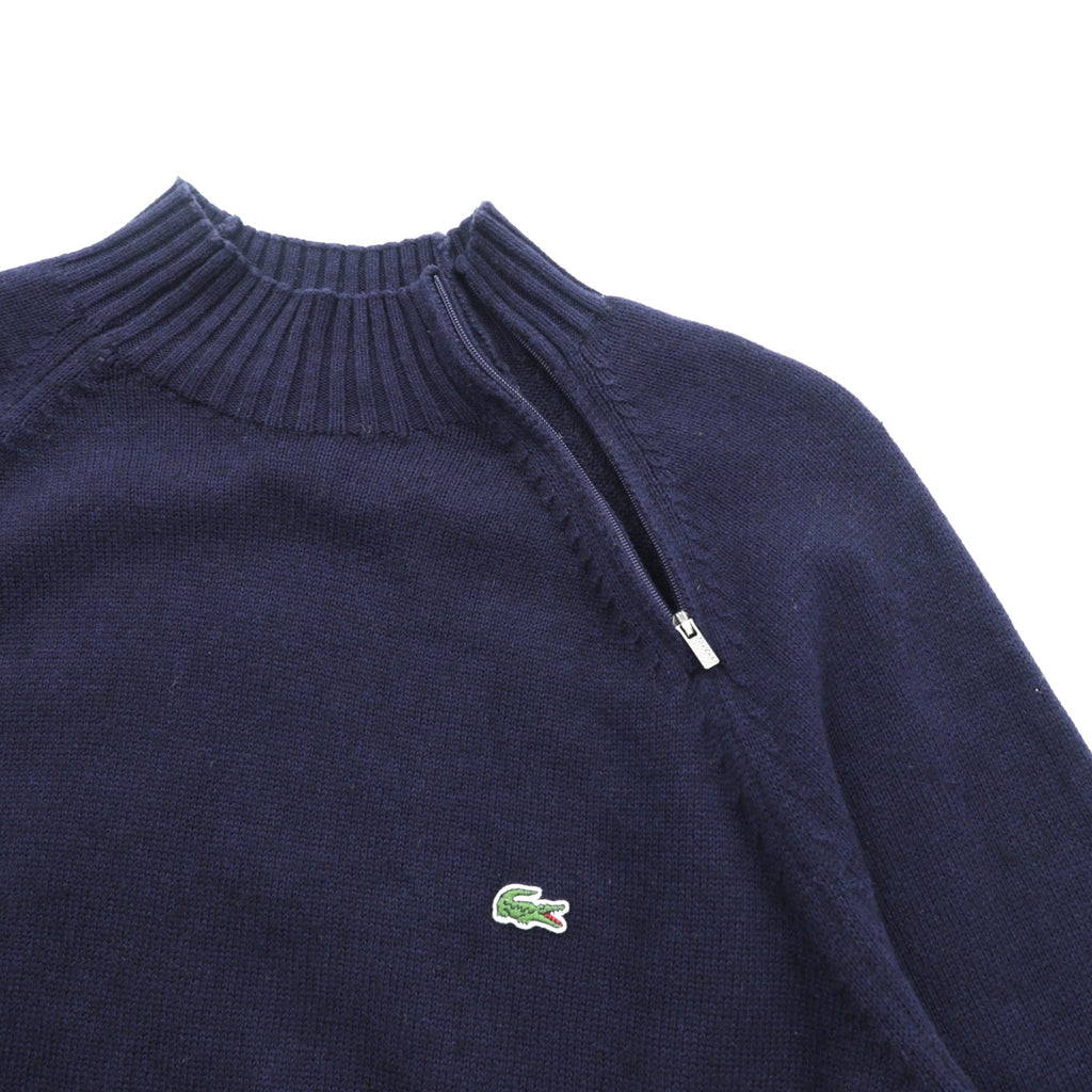 LACOSTE ショルダージップ ハイネック ニット セーター XL ネイビー フランスデザイン