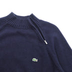 LACOSTE ショルダージップ ハイネック ニット セーター XL ネイビー フランスデザイン