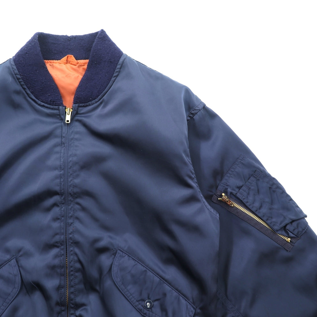 Vintage 80s MA-1 Bomber Jacket Flight M Navy Nylon Bar TALON