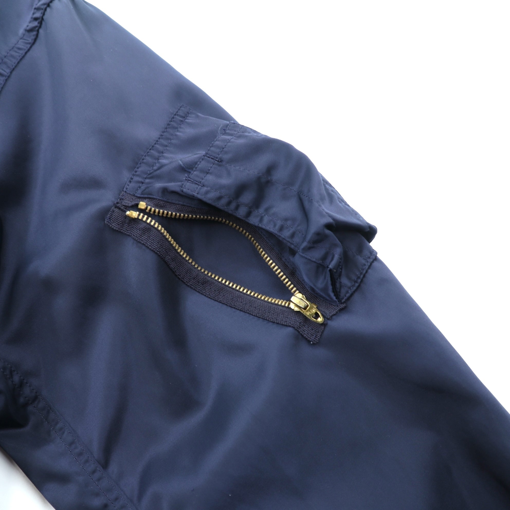 Vintage 80s MA-1 Bomber Jacket フライトジャケット M ネイビー ナイロン 棒TALON 80年代