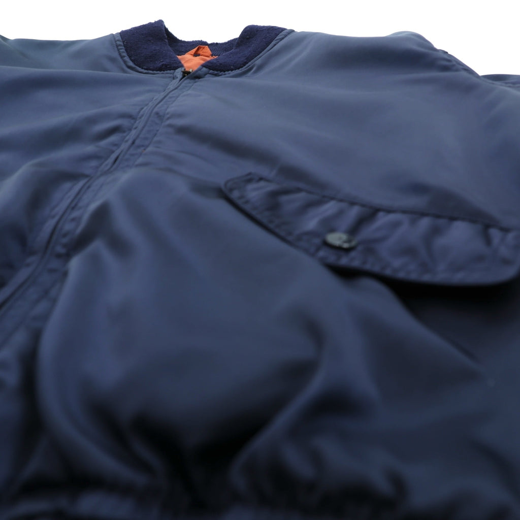 Vintage 80s MA-1 Bomber Jacket フライトジャケット M ネイビー ナイロン 棒TALON 80年代