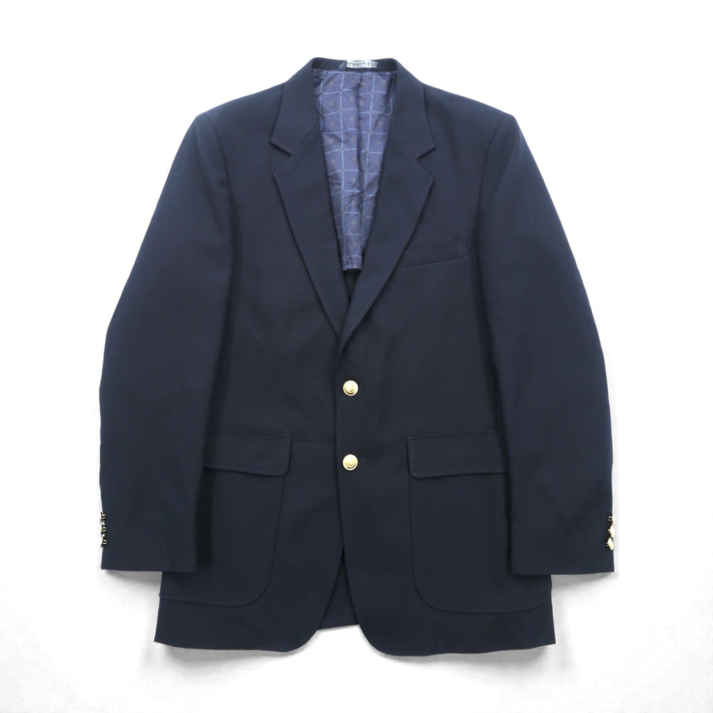 Sears 70s Made in USA 2B Tailored Jacket, Leather, Size M, Navy, Gold Buttons, Navy Blazer, PERMA-PREST CLASSIC COLLECTION