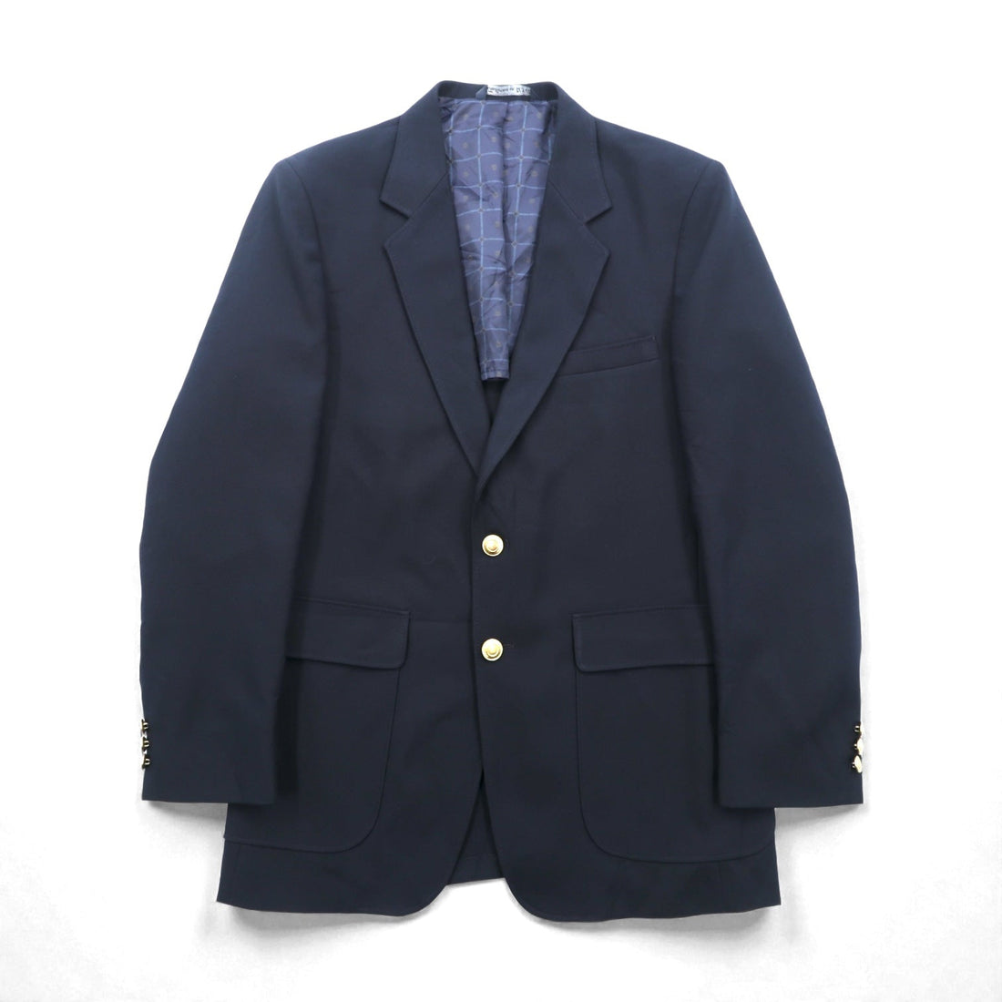 Sears 70s Made in USA 2B Tailored Jacket, Leather, Size M, Navy, Gold Buttons, Navy Blazer, PERMA-PREST CLASSIC COLLECTION