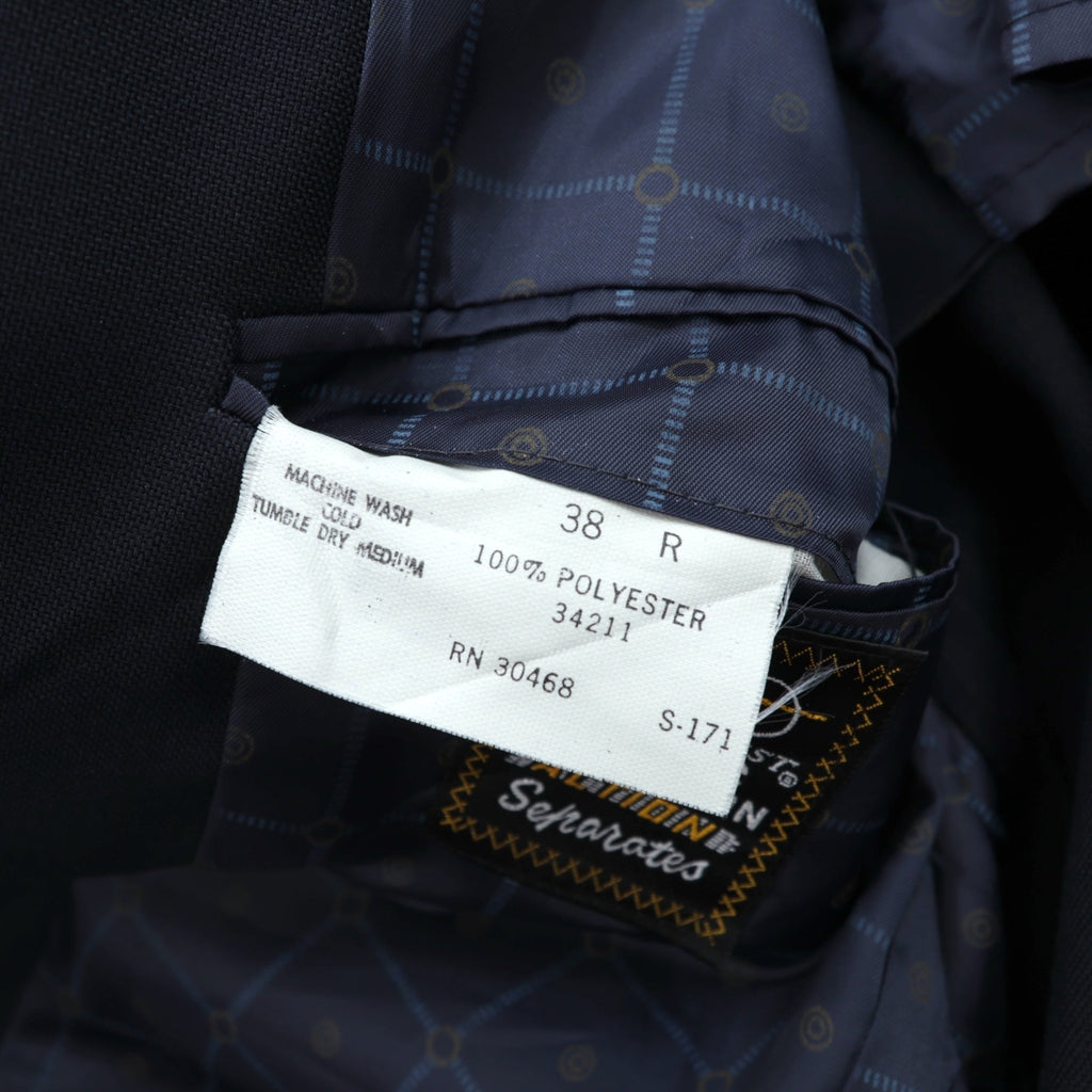 Sears 70s Made in USA 2B Tailored Jacket, Leather, Size M, Navy, Gold Buttons, Navy Blazer, PERMA-PREST CLASSIC COLLECTION