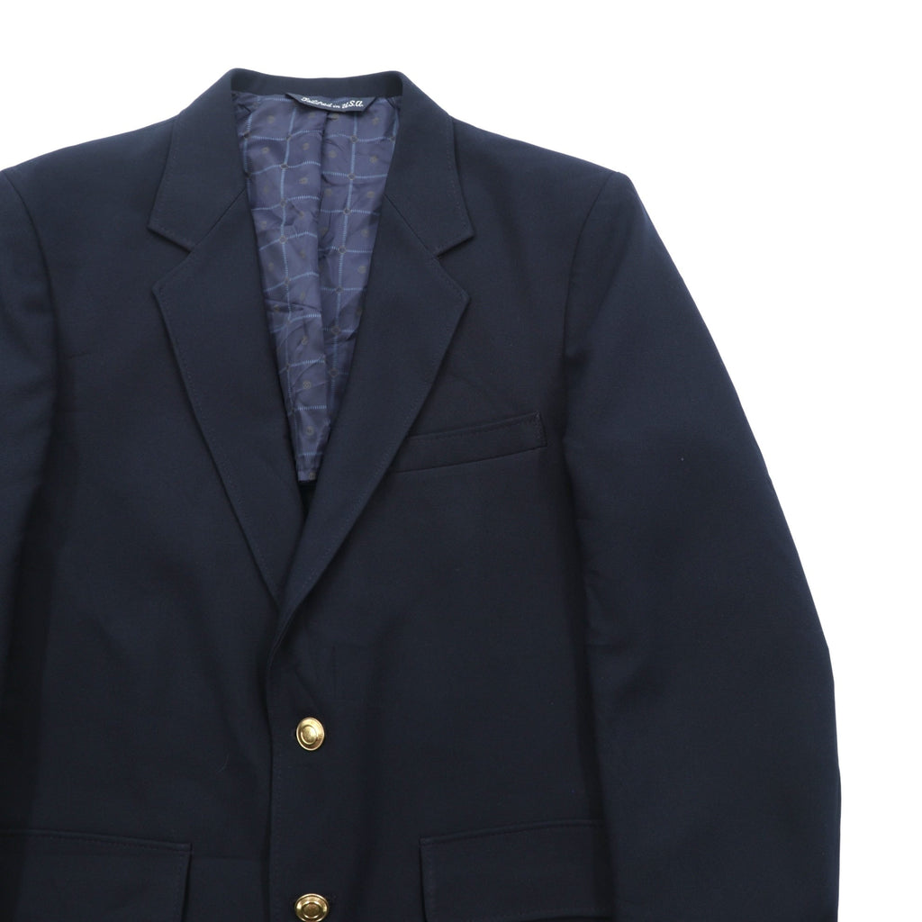 Sears 70s Made in USA 2B Tailored Jacket, Leather, Size M, Navy, Gold Buttons, Navy Blazer, PERMA-PREST CLASSIC COLLECTION