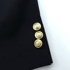 Sears 70s Made in USA 2B Tailored Jacket, Leather, Size M, Navy, Gold Buttons, Navy Blazer, PERMA-PREST CLASSIC COLLECTION