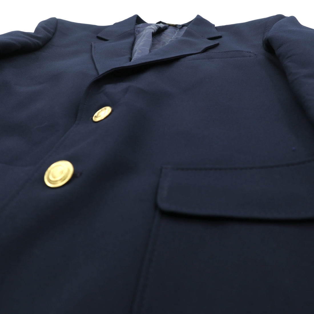Sears 70s Made in USA 2B Tailored Jacket, Leather, Size M, Navy, Gold Buttons, Navy Blazer, PERMA-PREST CLASSIC COLLECTION