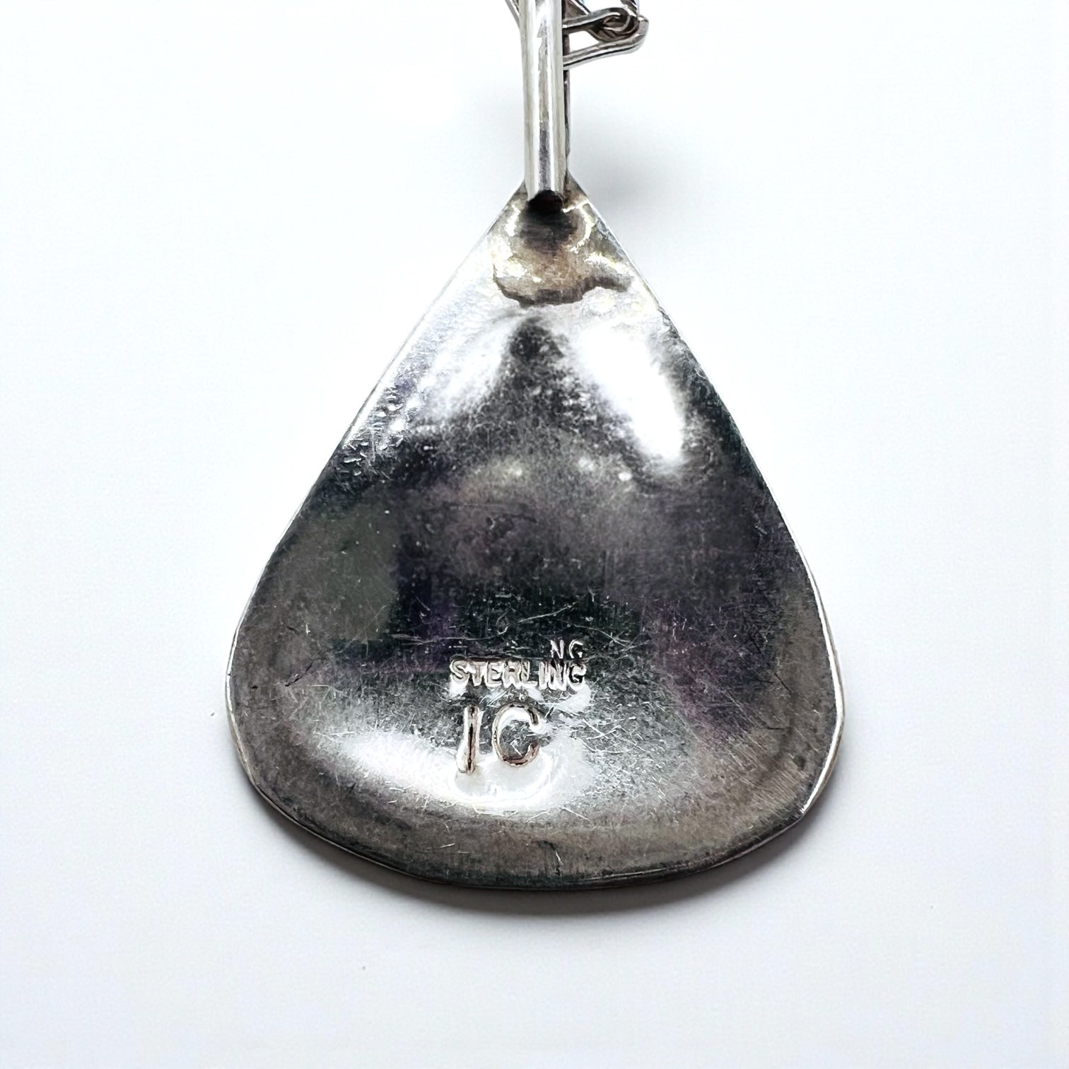 Vintage Sterling Silver Pendant ターコイズ ドロップ ネックレス シルバー STERLING ホールマーク IC刻印 ホピチェーン