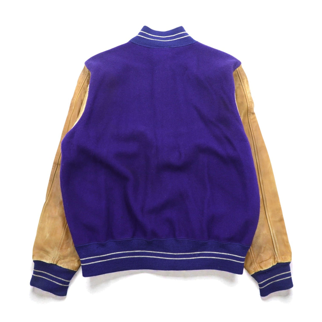 King-O'Shea 1940s Vintage Button-Up Varsity Jacket, Award-Winning Size L, Button Front, Leather Sleeves, Lettered Patch, by PHIL SLINKER