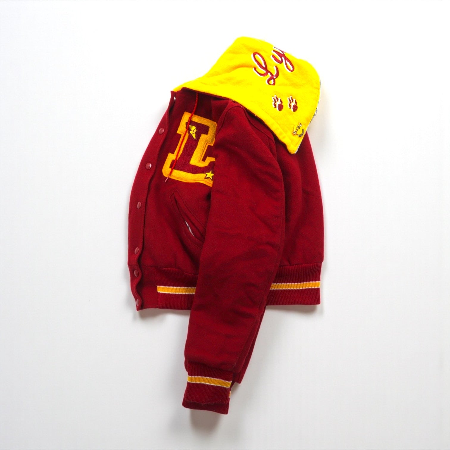 DeLONG 90s USA Made Vintage Letter Print Varsity Jacket, XL Wool