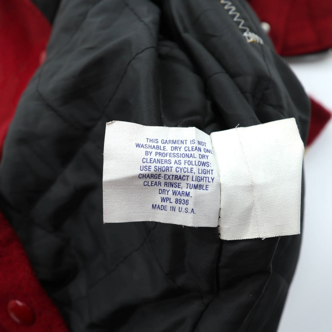 DeLONG 90s Made in USA Vintage Letter Varsity Jacket, XL Wool, Rabbit Hoodie, Sailor Color Embroidery, Patch, and Pin Badge Included.