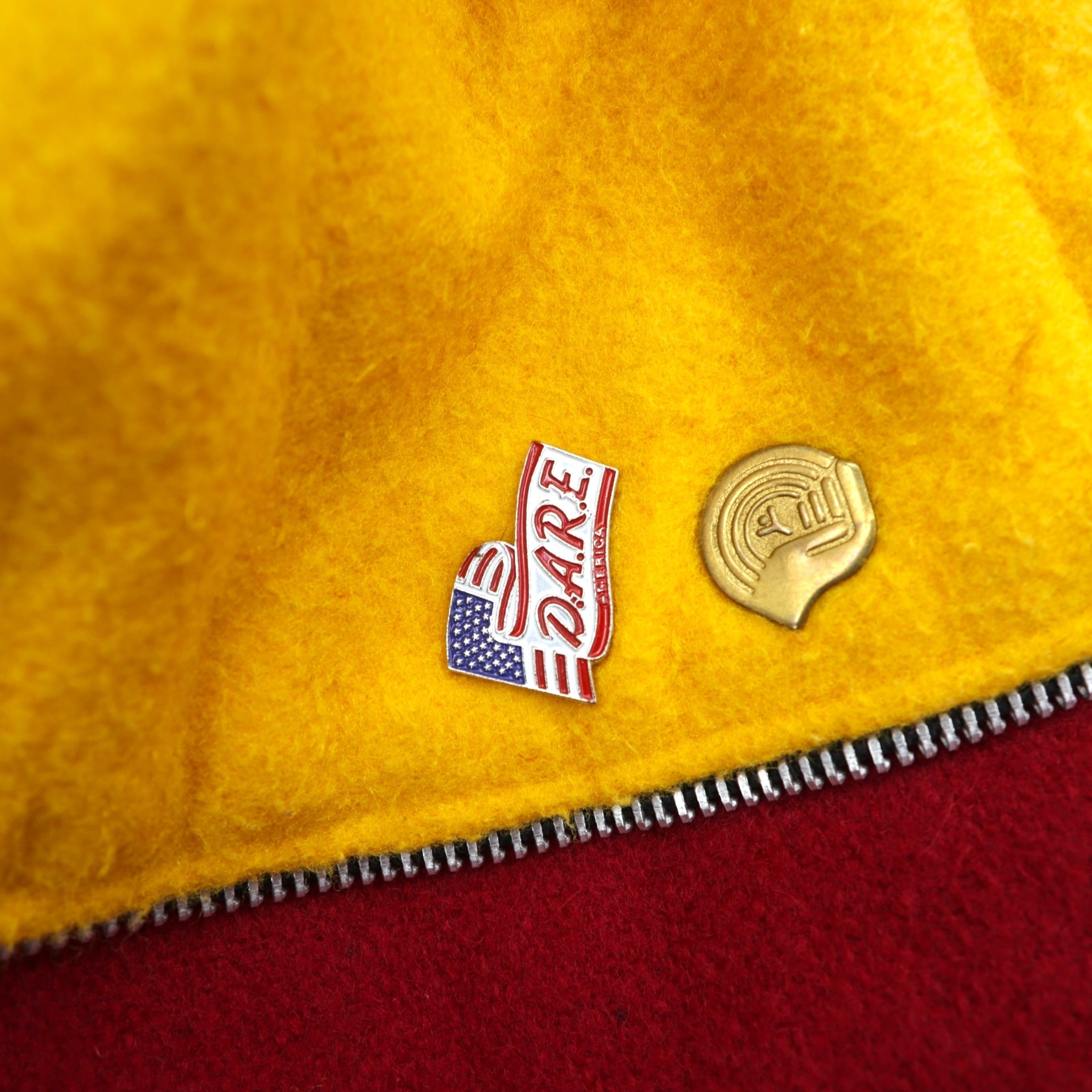 DeLONG 90年代 USA製 ヴィンテージ レタード スタジャン XL ウール Delong ラビットパーカー フード セーラーカラー 刺繍 ワッペン ピンバッジ付き