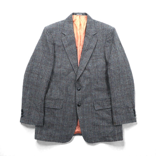 AUSTIN MANOR 80年代 USA製 ヴィンテージ ツイード 2B テーラードジャケット ブレザー L ウール グレンチェック くるみボタン