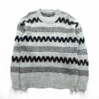 JAWAHAR 80年代 ヴィンテージ モヘア ニット ジャガード セーター M グレー ウール JOswal