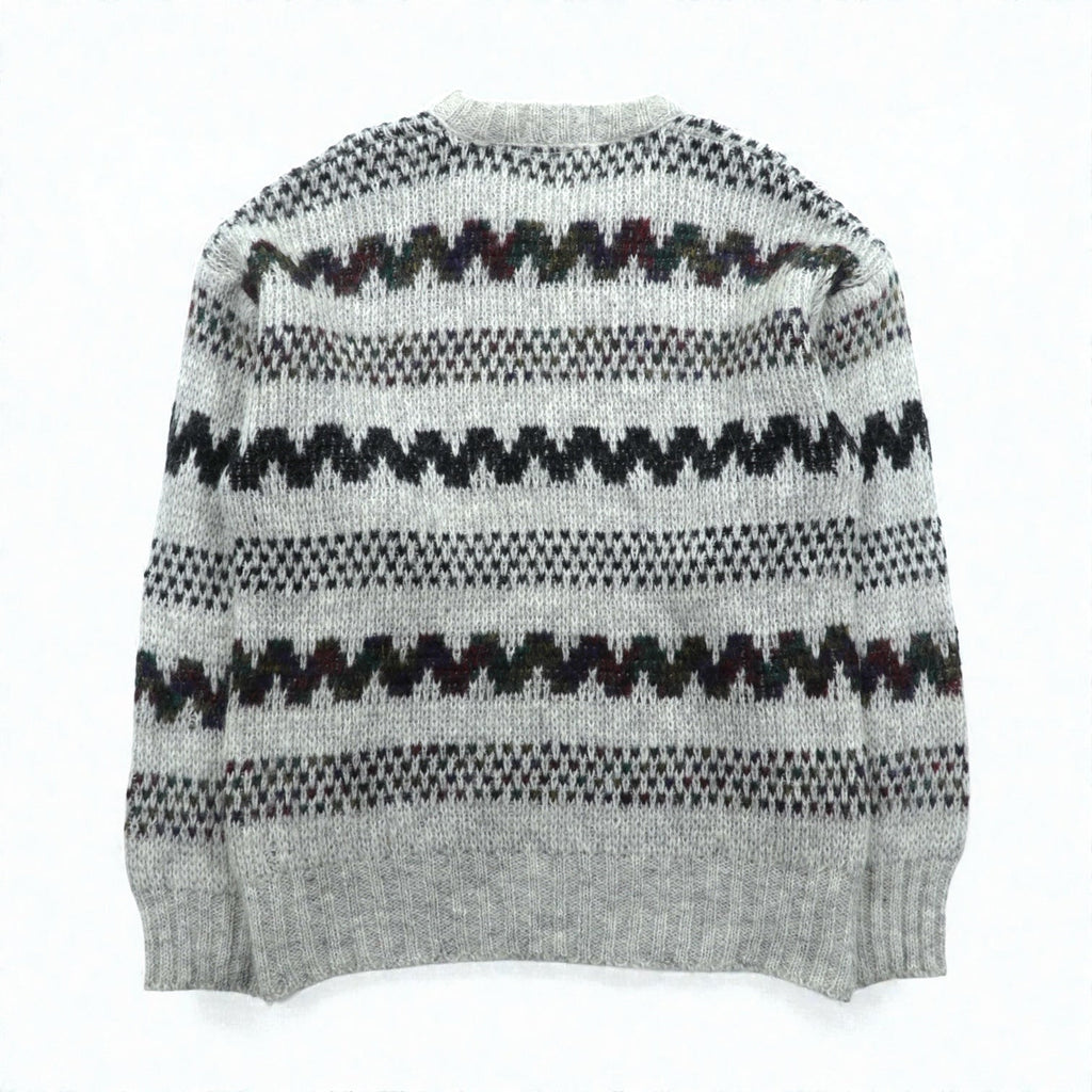 JAWAHAR 80年代 ヴィンテージ モヘア ニット ジャガード セーター M グレー ウール JOswal