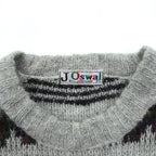 JAWAHAR 80年代 ヴィンテージ モヘア ニット ジャガード セーター M グレー ウール JOswal