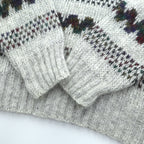 JAWAHAR 80年代 ヴィンテージ モヘア ニット ジャガード セーター M グレー ウール JOswal