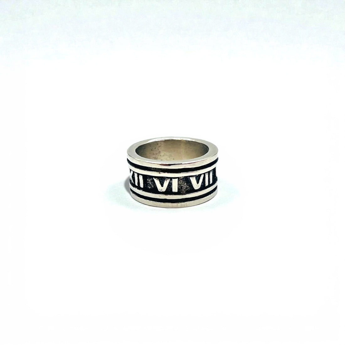 Vintage Silver Ring ローマ数字 リング 指輪 19号 シルバー SILVER 925 ワイド ゴシック