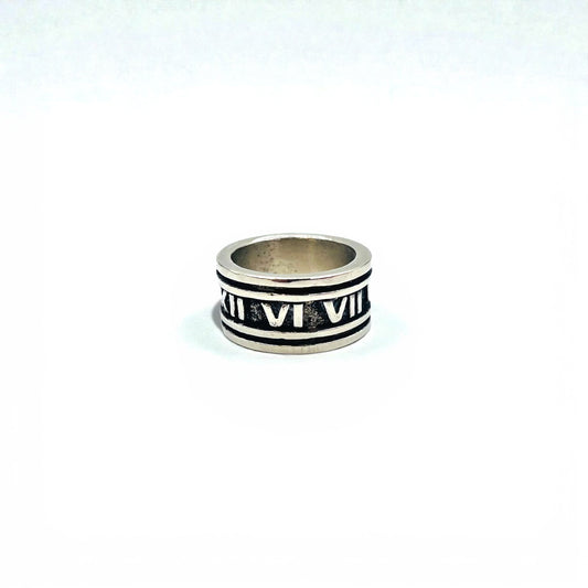 Vintage Silver Ring ローマ数字 リング 指輪 19号 シルバー SILVER 925 ワイド ゴシック