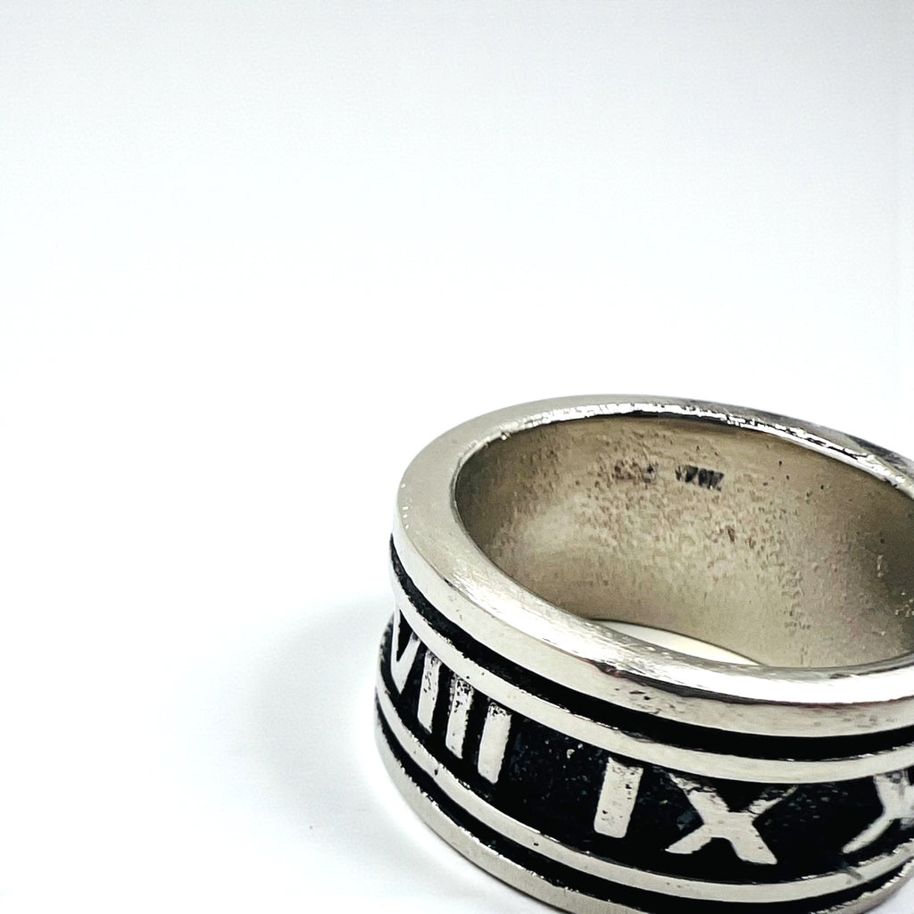 Vintage Silver Ring ローマ数字 リング 指輪 19号 シルバー SILVER 925 ワイド ゴシック