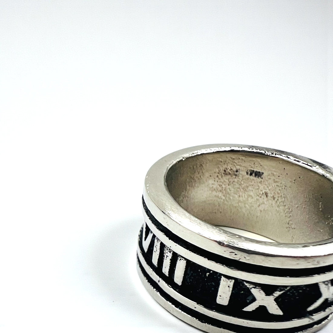 Vintage Silver Ring ローマ数字 リング 指輪 19号 シルバー SILVER 925 ワイド ゴシック
