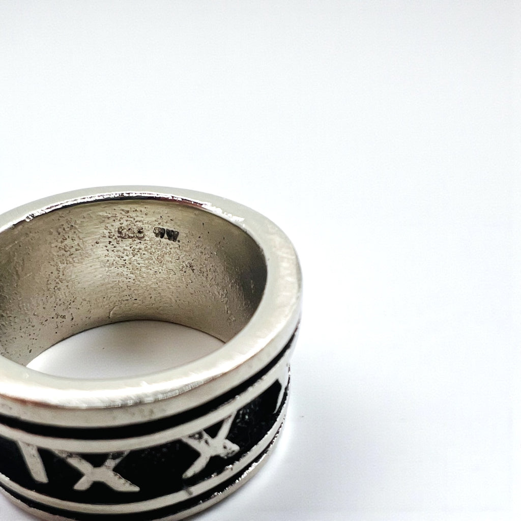 Vintage Silver Ring ローマ数字 リング 指輪 19号 シルバー SILVER 925 ワイド ゴシック