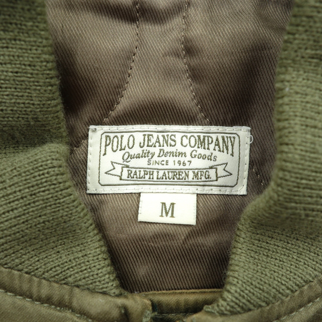 RALPH LAUREN 00s L-2A Flight Jacket, Size M, Khaki Embroidery, Epaulettes, Quilted Liner, POLO JEANS COMPANY