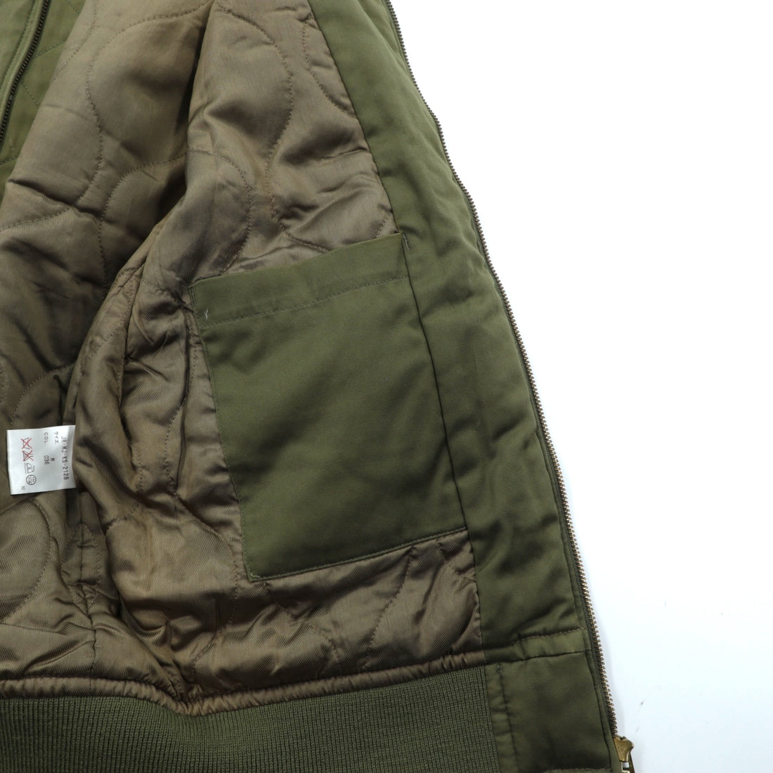RALPH LAUREN 00s L-2A Flight Jacket, Size M, Khaki Embroidery, Epaulettes, Quilted Liner, POLO JEANS COMPANY