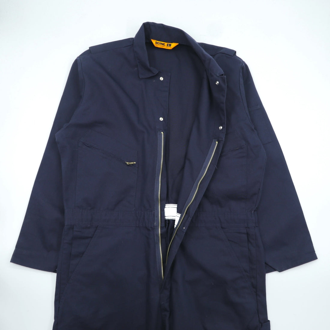 BERNE オールインワン ツナギ ジャンプスーツ L ネイビー TALONジップ C210NV