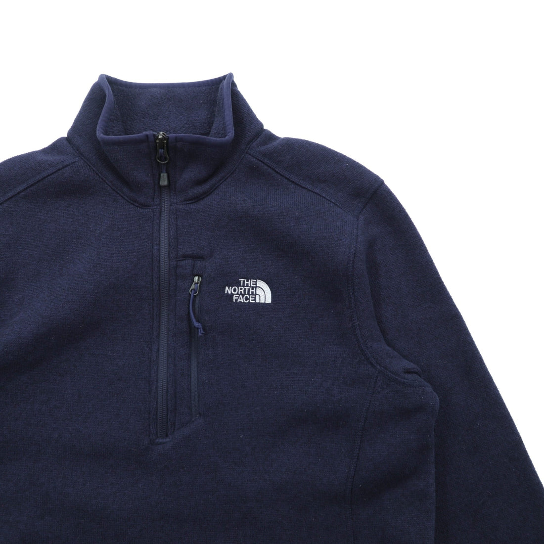 THE NORTH FACE Half Zip Fleece Jacket M Navy Stand Collar Chest Pocket A7TM Overseas Standards