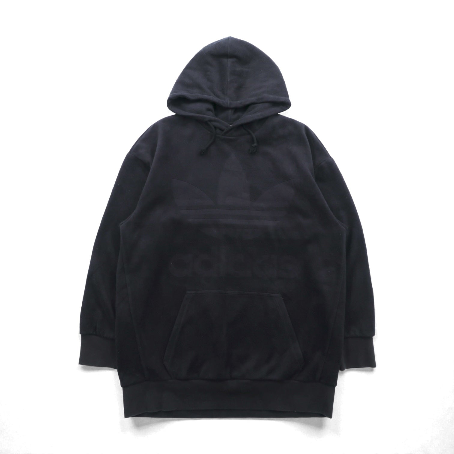 adidas originals ベロア プルオーバー パーカー XL ブラック  ビッグトレフォイル ロゴ ADICOLOR VELOUR HOODIE IN OVERSIZED FIT CY3549