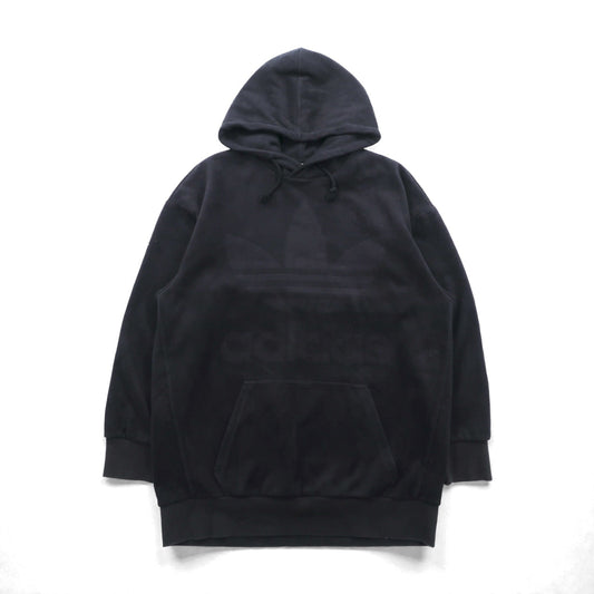 adidas originals ベロア プルオーバー パーカー XL ブラック  ビッグトレフォイル ロゴ ADICOLOR VELOUR HOODIE IN OVERSIZED FIT CY3549