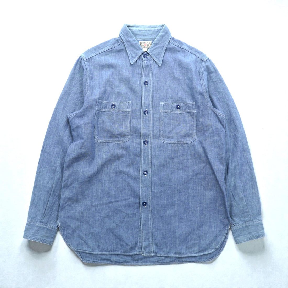 BUZZ RICKSON'S Made in Japan Chambray Work Shirt, Size M, Indigo Cotton, Chest Pocket