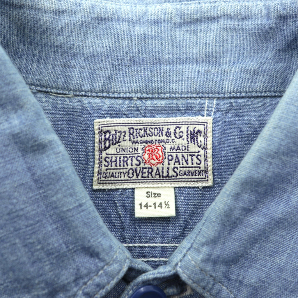 BUZZ RICKSON'S 日本製 シャンブレー シャツ ワークシャツ M インディゴ コットン 胸ポケット
