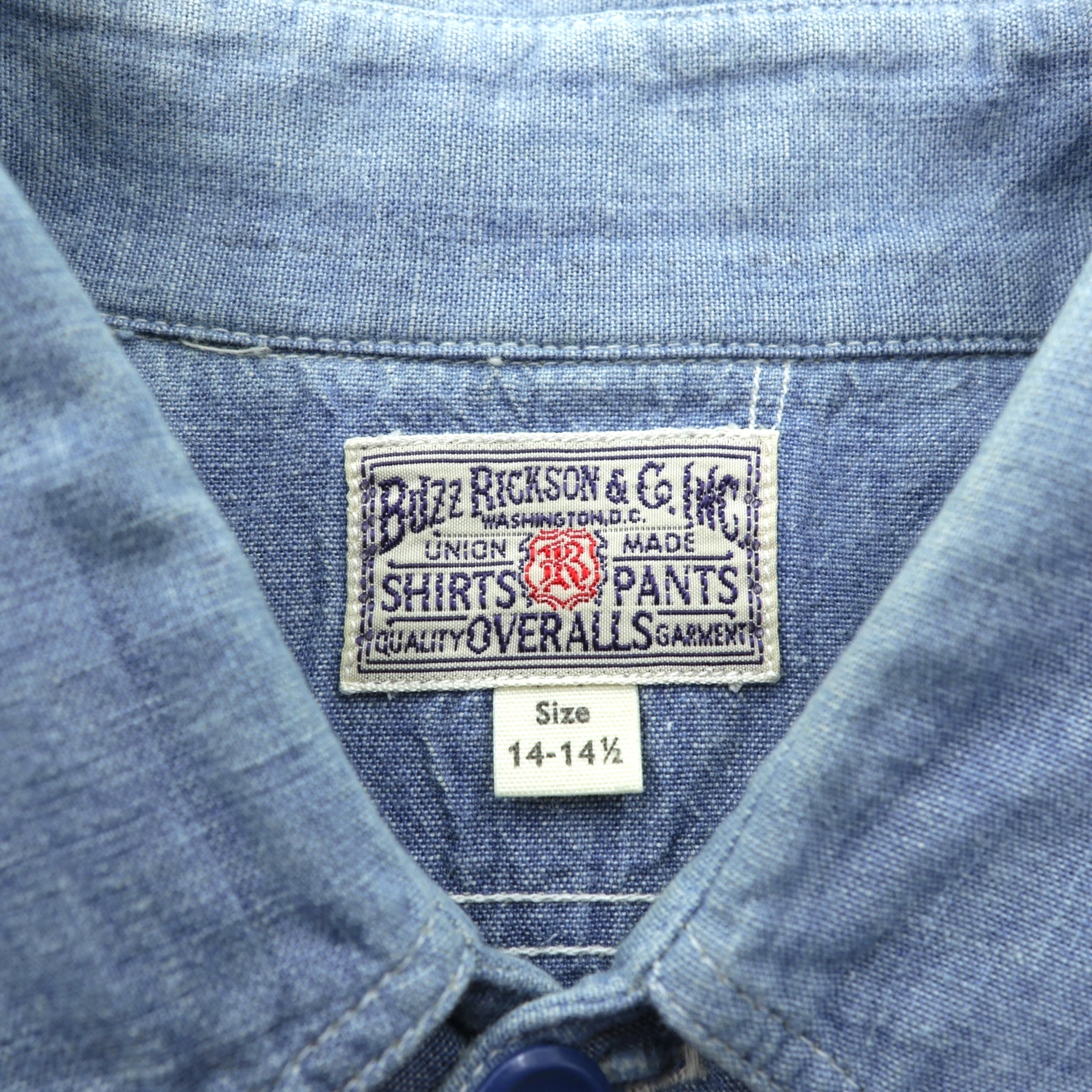 BUZZ RICKSON'S 日本製 シャンブレー シャツ ワークシャツ M インディゴ コットン 胸ポケット
