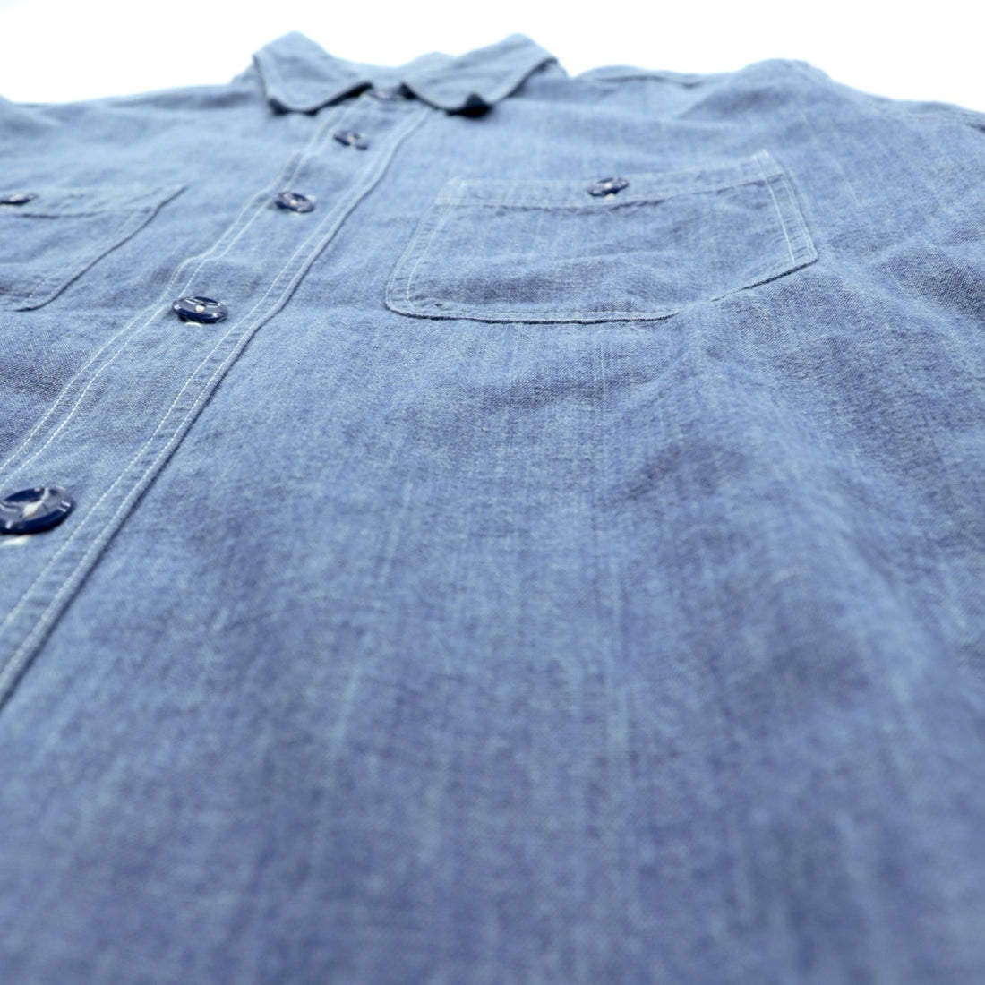 BUZZ RICKSON'S Made in Japan Chambray Work Shirt, Size M, Indigo Cotton, Chest Pocket