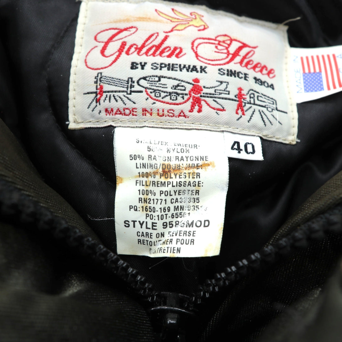 SPIEWAK 90s Made in USA Titancross Padded Hoodie Military Jacket, Large, with Retractable Hood, Drawcord, Unused Deadstock, Golden Fleece, 9586MOD