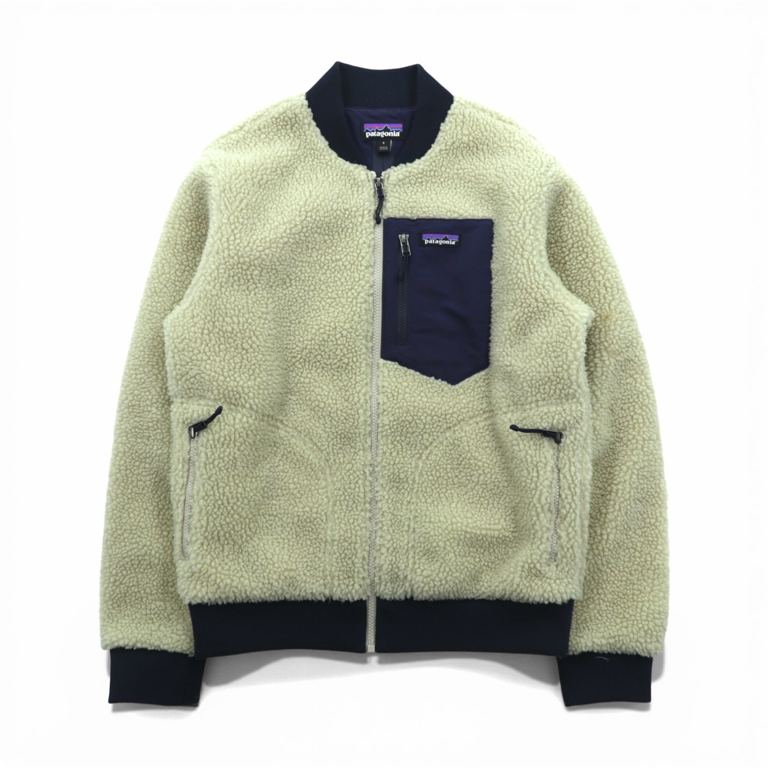 Patagonia レトロX 廃番 ボマージャケット Retro X Bomber Jkt ボア フリースジャケット S ナチュラル × ネイビー 22830