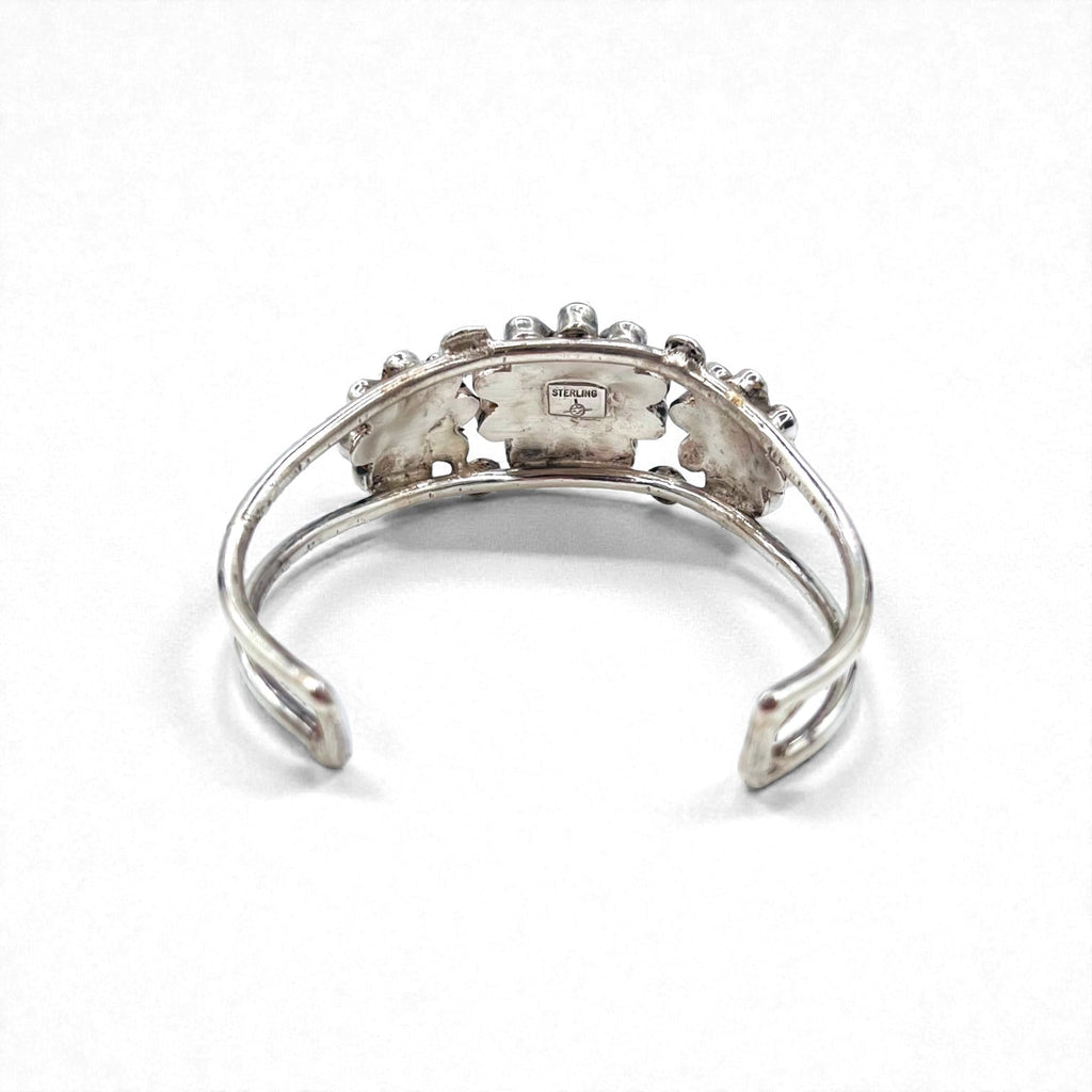 Vintage Silver Cuff Bracelet ズニ族 サンフェイス バングル インレイ STERLING 刻印 インディアンジュエリー