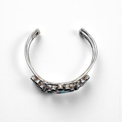 Vintage Silver Cuff Bracelet ズニ族 サンフェイス バングル インレイ STERLING 刻印 インディアンジュエリー