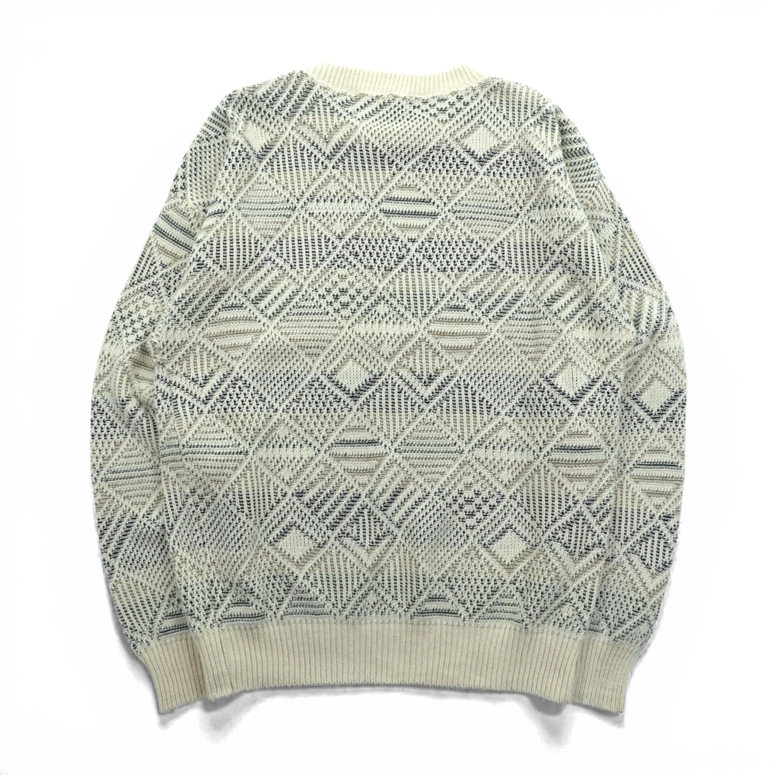 BILL BLASS 米国製 ジャガード ニット セーター L コットン 総柄 USA製