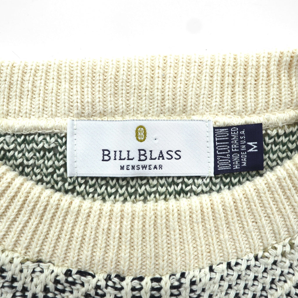BILL BLASS 米国製 ジャガード ニット セーター L コットン 総柄 USA製