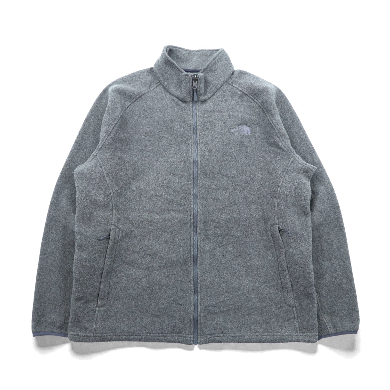 THE NORTH FACE フルジップ フリースジャケット XL グレー ドローコード スタンドカラー C704