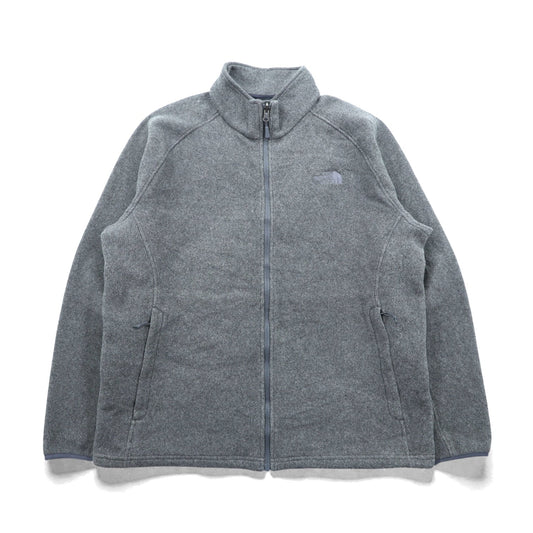 THE NORTH FACE フルジップ フリースジャケット XL グレー ドローコード スタンドカラー C704