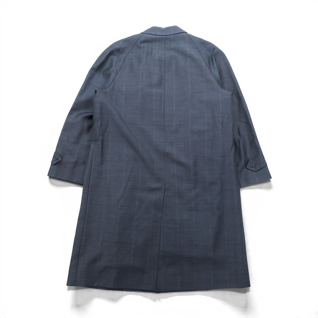 SANYO COAT 日本製 バルマカンコート ステンカラーコート L ネイビー チェック キルティングライナー 着脱式 モヘア混 比翼